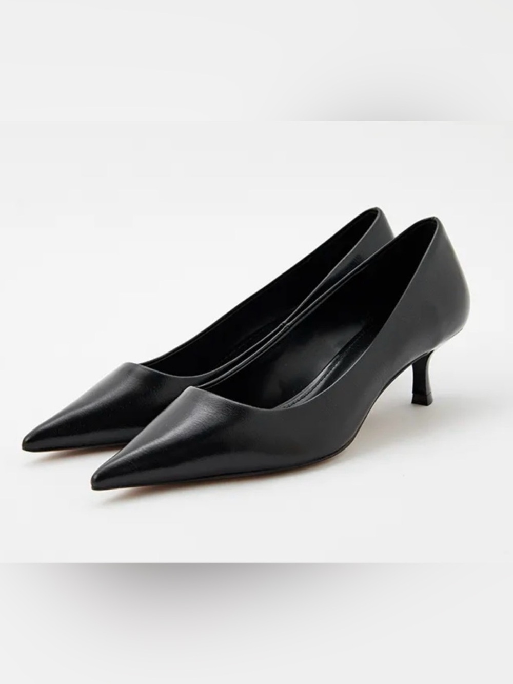 NEW MANGO MNG BLACK KITTEN HEEL SHOES HEELS SZ 36 US 6